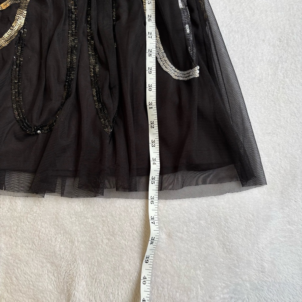 Monsoon Black Long Sleeve Sliver & Gold Sequin Dress With Sheer Lining. Size 6. - Picture 6 of 8